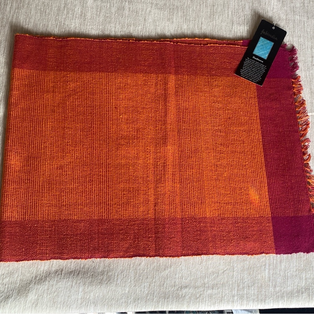 Fabindia by Craftmark Orange Table Runner NWT Made in India